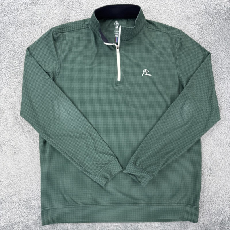 RHOBACK Mens Houndstooth 1/4 Zip Pullover Size M Green Blue gallery
