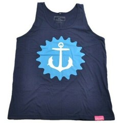 Pink Dolphin ANCHOR SPLASH TANK Navy Aqua White Disounted Men’s Tank Top