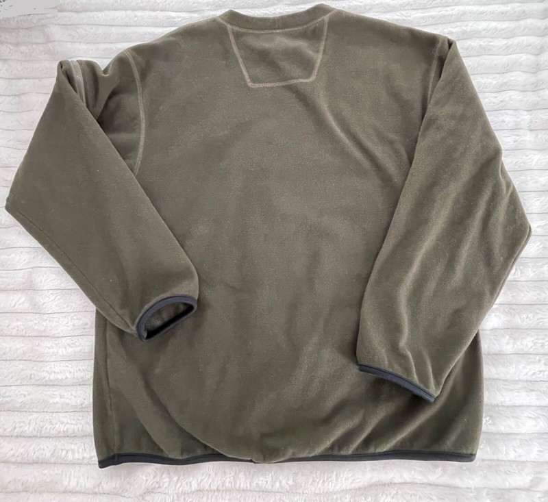 Eddie Bauer Long-Sleeve Crewneck Fleece Shirt. Olive Green w Black Trim. Mens S gallery
