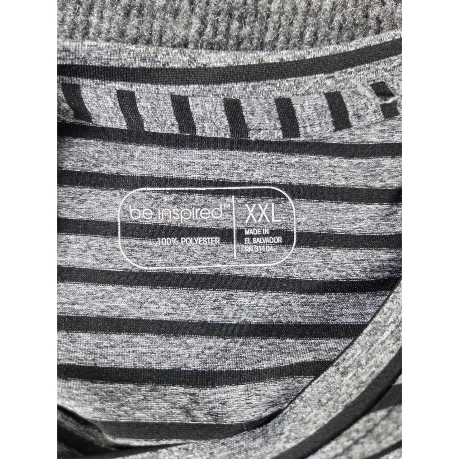 Be Inspired Mens XXL Grey Black Striped Long Sleeve Performance Shirt 2284 gallery
