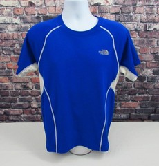 The North Face Flashdry T Shirt Men’s M Blue/White Stretch Athleisure Running