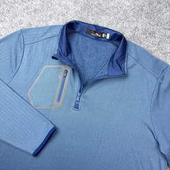 RLX Ralph Lauren Pullover Mens 2XL Blue Herringbone 1/4 Zip Golf Performance Top