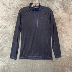 LL Bean Men Quick Dry Trail Tee Size S Baselayer 1/4 Zip Activewear Stretch Blue