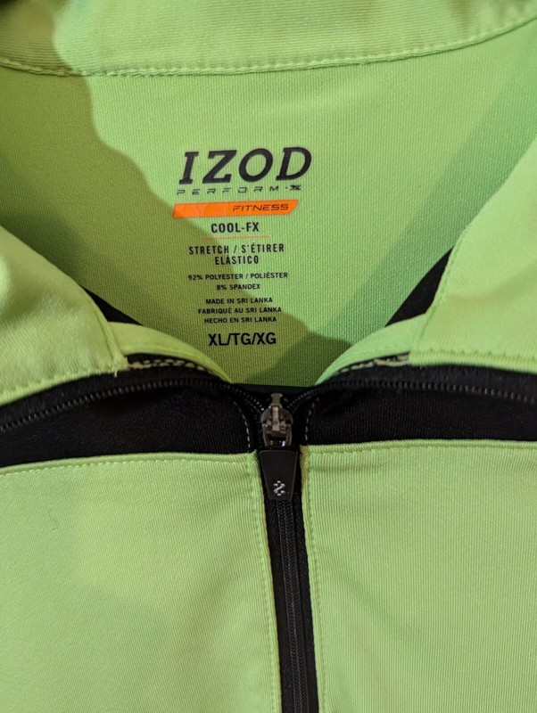 IZOD Perform X Cool FX Quarter Zip Long Sleeve Men's XL Lime Green Sport gallery