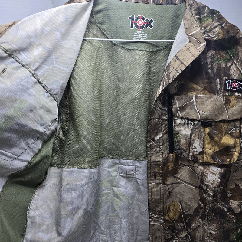 10x Mens Hunting Shirt Green Camo Long Sleeve Roll Tab Collar Pockets Buttons M gallery