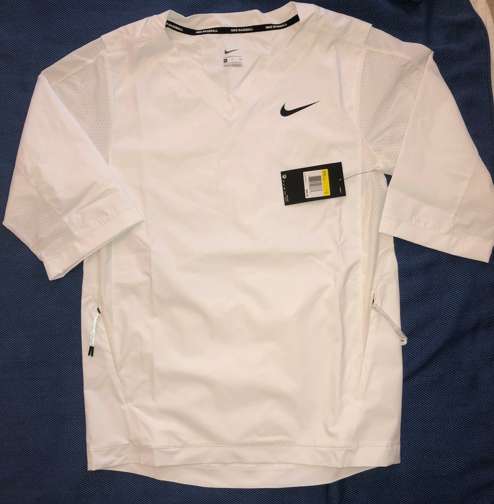 $85 Nike Men’s Baseball Hot Jacket 3/4 Sleeve 897383-100 White Size Sm and Lg