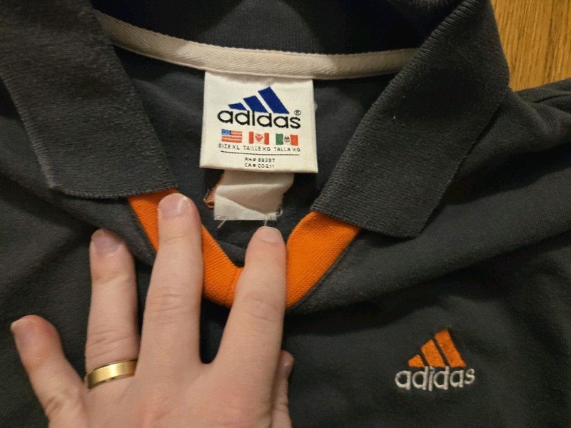 Vintage 1990s Adidas Rugby Collared Long Sleeve Shirt - Orange And Grey - XL gallery