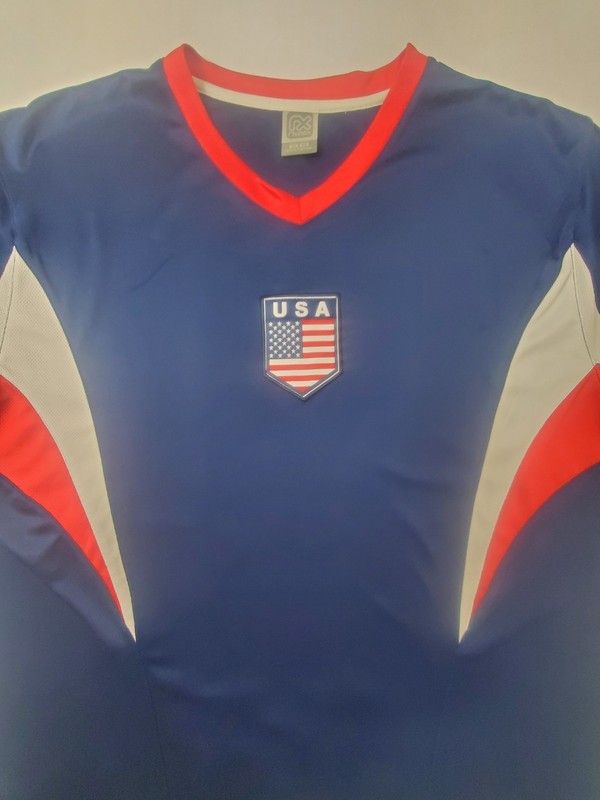 USA Jersey Shirt Men's Size XL Blue Red White Short Sleeve Rhinox Logo Adult Top gallery