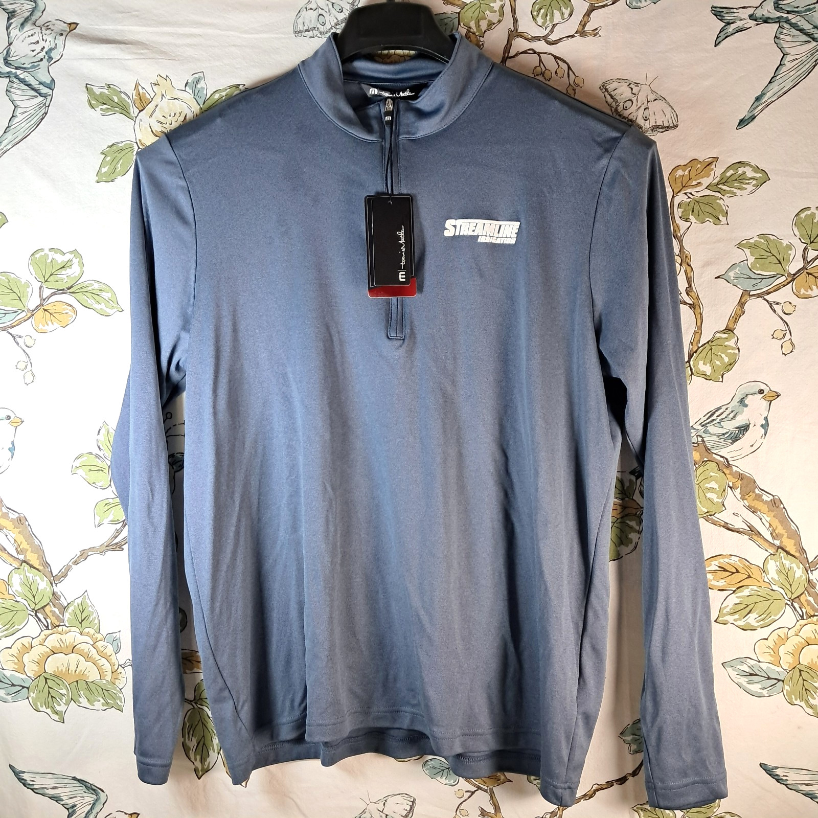 Travis Mathews Men's XL 1/4 Zip Golf Pullover Indigo Blue Long Sleeve Stretch gallery