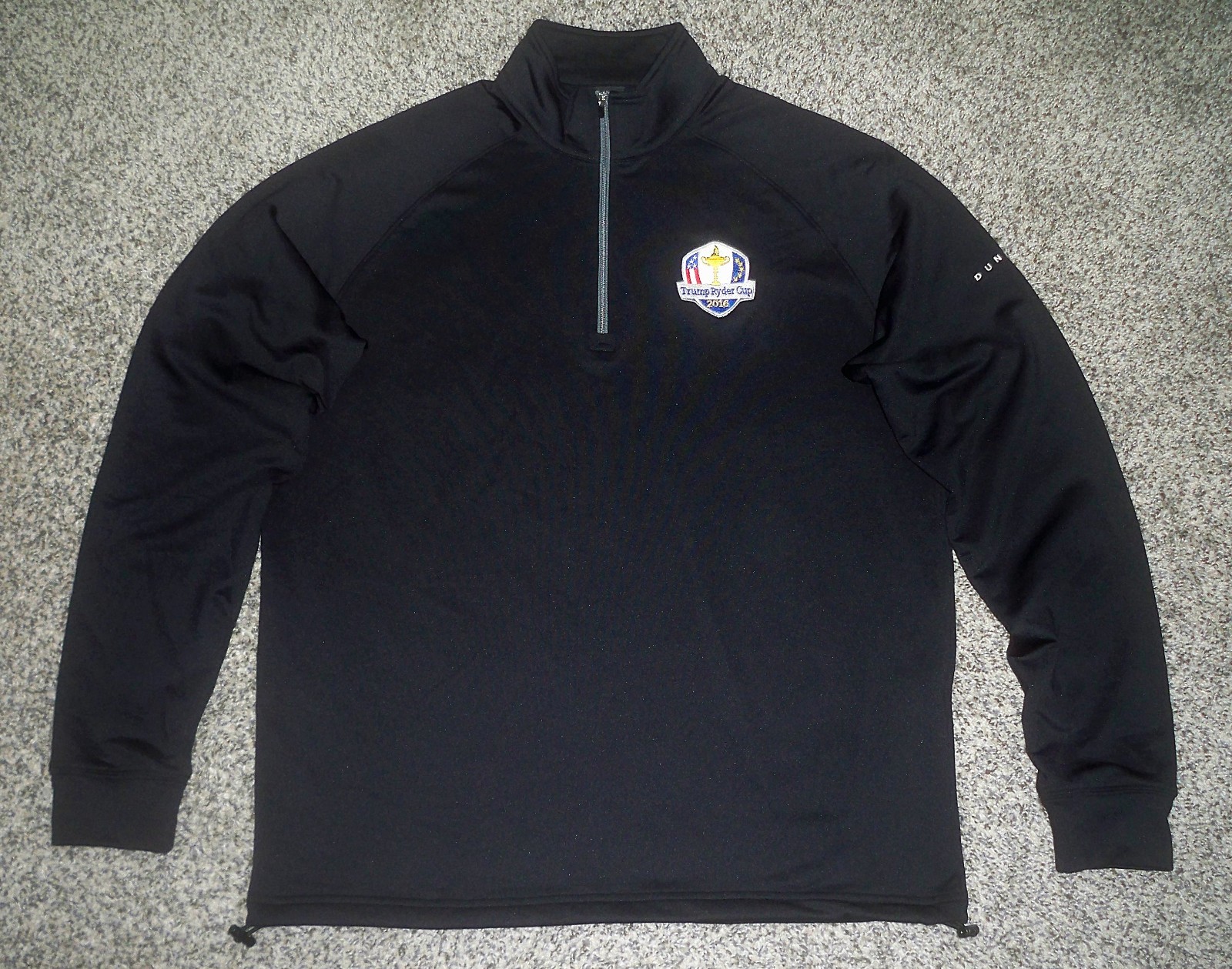 Men's DUNNING GOLF 1/4 Zip Pullover M BLACK w/DUNNING & 2016 TRUMP Ryder Cup gallery