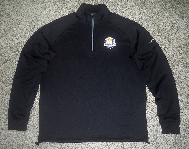 Men's DUNNING GOLF 1/4 Zip Pullover M BLACK w/DUNNING & 2016 TRUMP Ryder Cup gallery