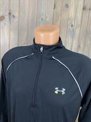 UNDER ARMOUR Black 1/2 Zip Sz Large Athletic RUN Pullover All Season Gear