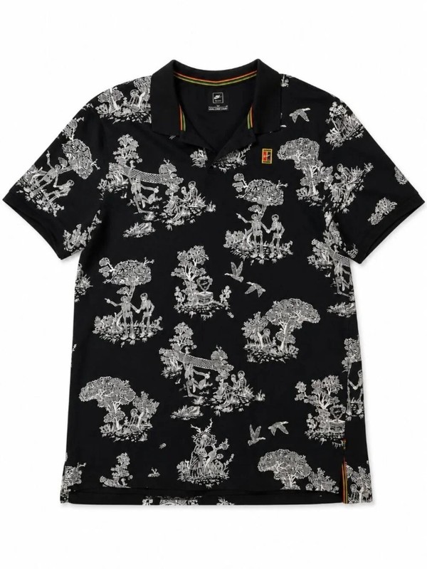 Nike Court Tennis Polo Men’s XL Black Graphic Print Shirt EUC Rare gallery