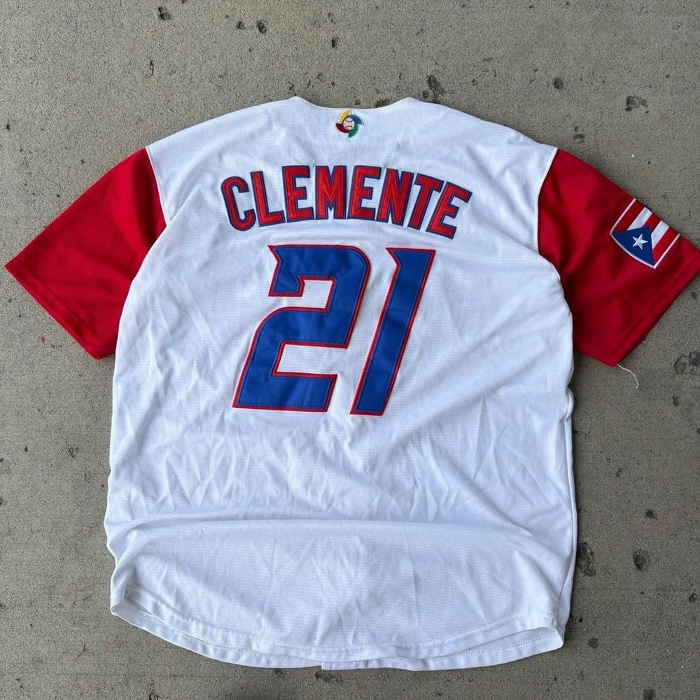 Mens WBC Roberto Clemente Puerto Rico Baseball Jersey SZ S