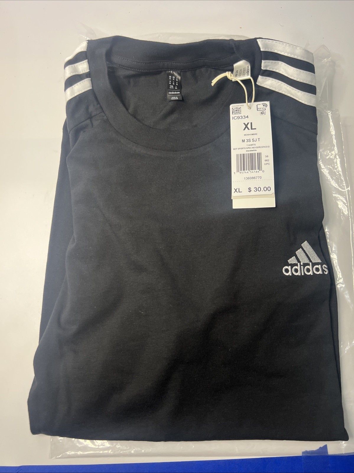 Adidas Men's M 3-Stripe SJ T-Shirt - Black IC9334 Sz XL NEW WITH TAGS gallery