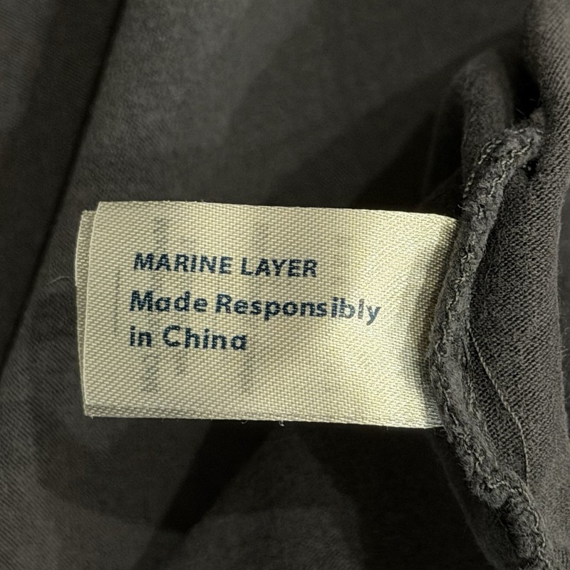 Marine Layer Re-Spun Sport 1/4 Zip Pullover Curved Hem Charcoal Gray Mens M gallery
