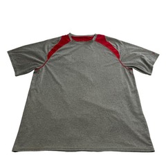 Boombah Mens Gray Red Performance Short Sleeve Athletic Training T-Shirt Size XL