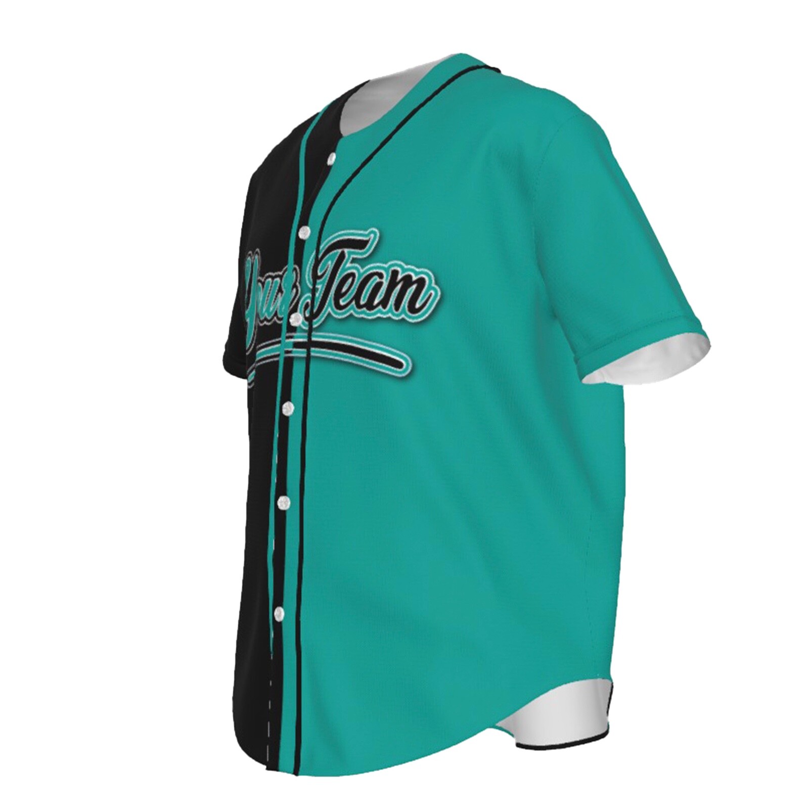 Fully Custom Black and Teal Baseball Softball Team Design Baseball Jersey BS-18 gallery