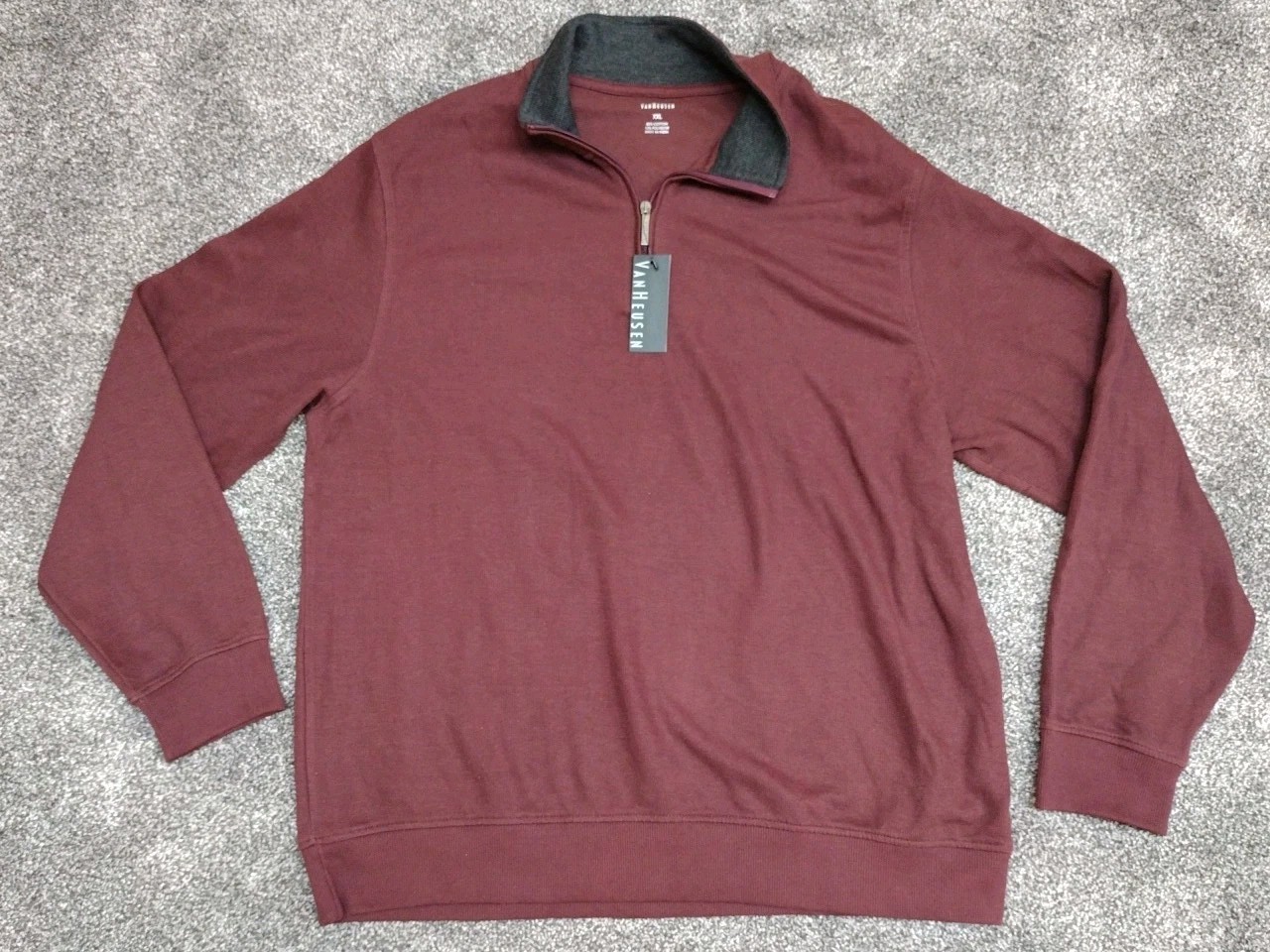 Van Heusen Mens Quarter Zip Pullover Red Pinot Noir Size XXL NWT Stretch NEW gallery