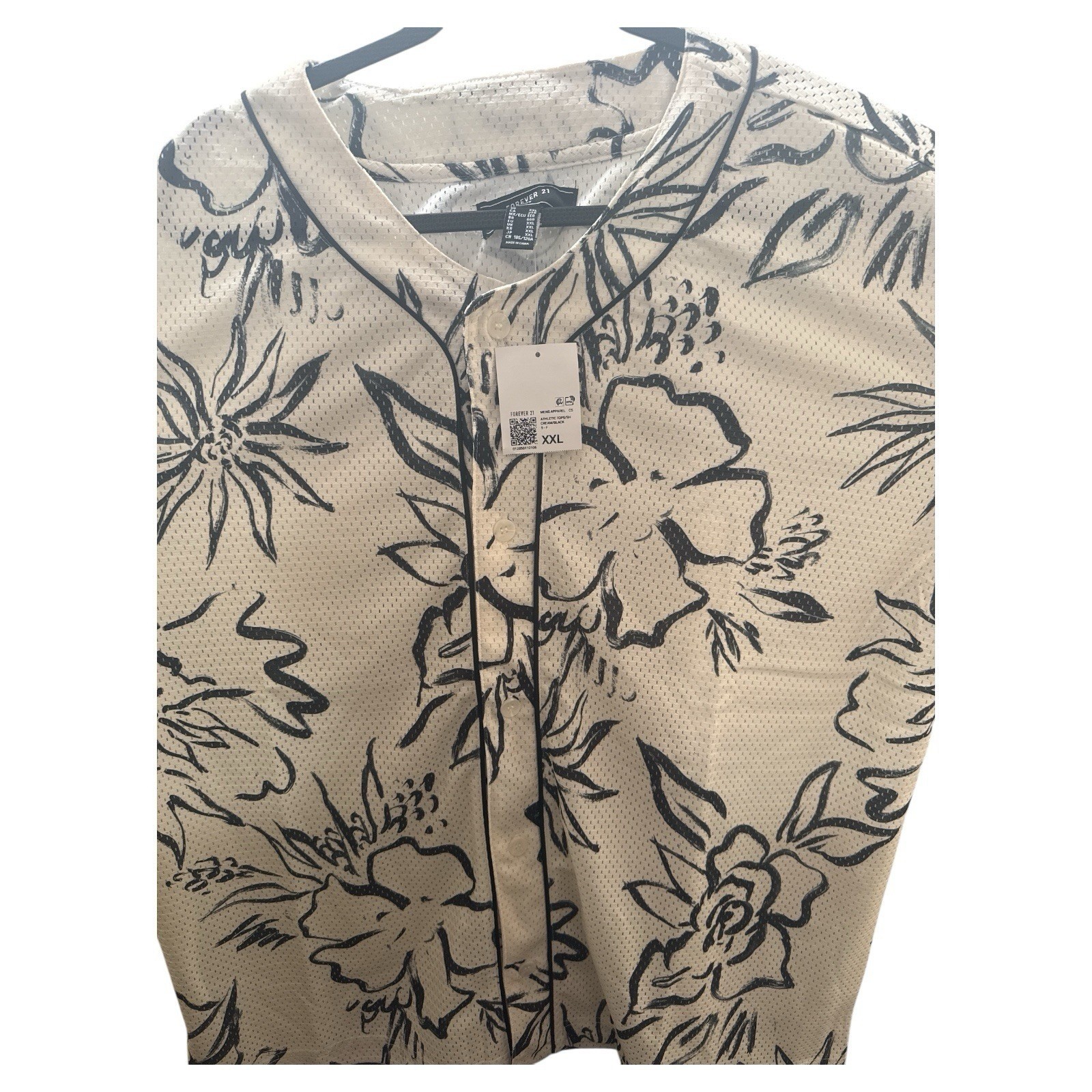 Forever 21 Mesh Floral Print Baseball Jersey Men XXL NWT gallery