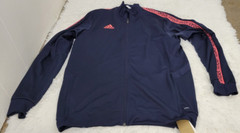 ADIDAS Mens Large Navy Pink Logo Full Zip Pockets Long Sleeve Track Jacket NEW