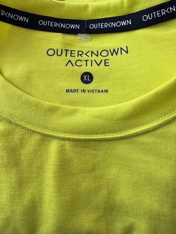Outerknown Active Men’s Tee Size XL NWT Neon Yellow Recycled Polyester gallery