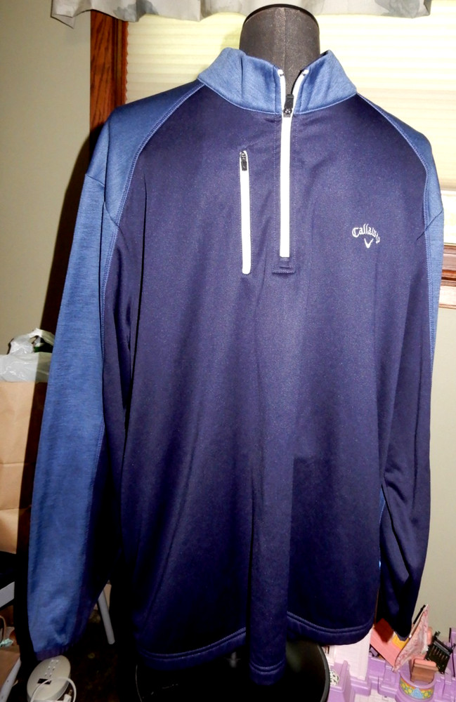 Callaway 1/4 Zip Pullover Two Tone Blue Men's Size XL Long Sleeve