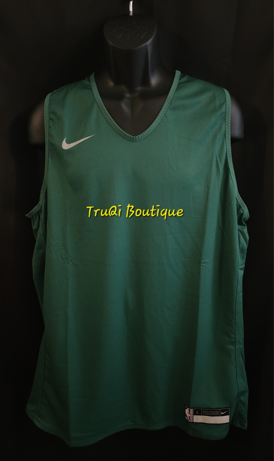 Nike DRI FIT NBA Basketball Reversible Team Practice Jersey Green Gray LARGE gallery
