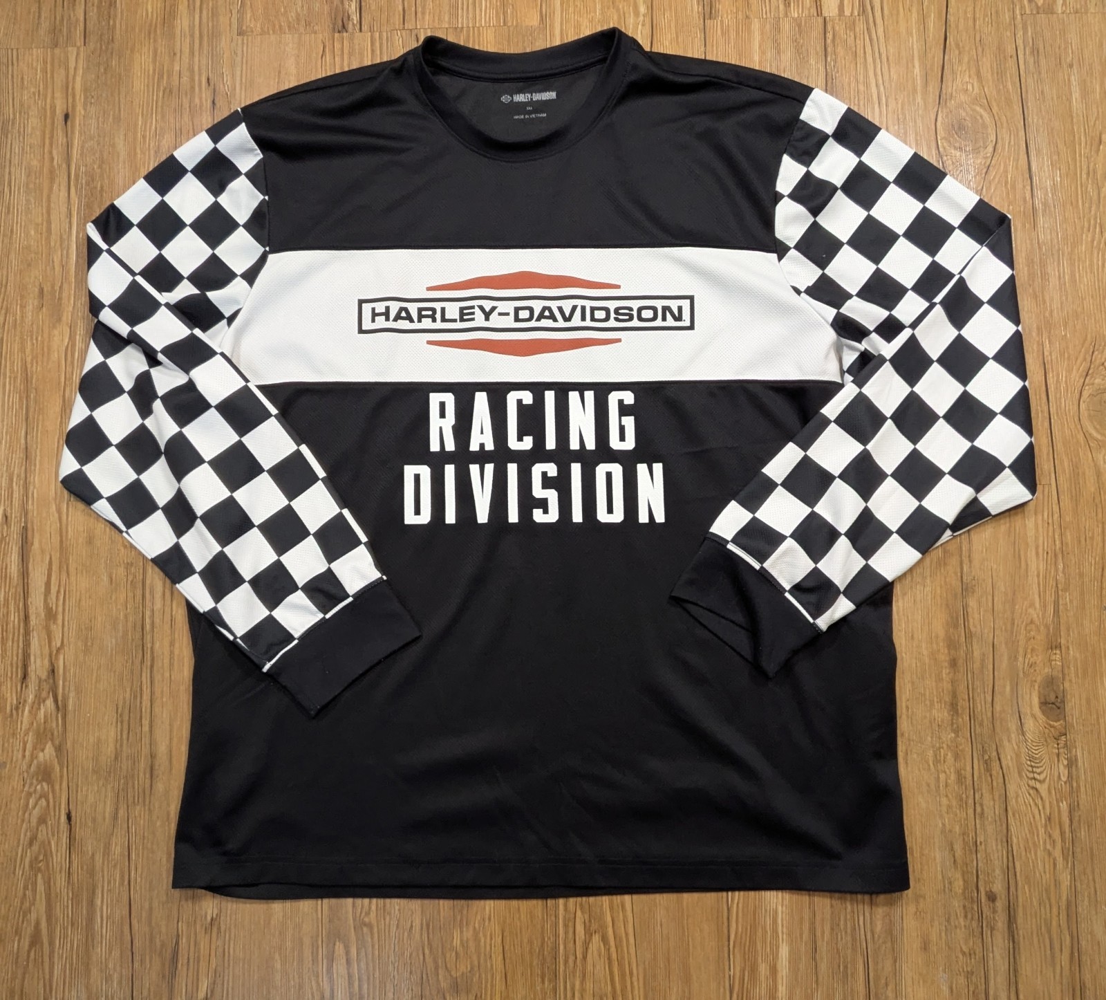 Harley-Davidson Racing Division Men's 3XL Long Sleeve Shirt Checkered Flag B80 gallery