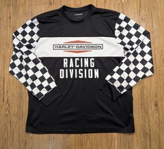 Harley-Davidson Racing Division Men’s 3XL Long Sleeve Shirt Checkered Flag B80