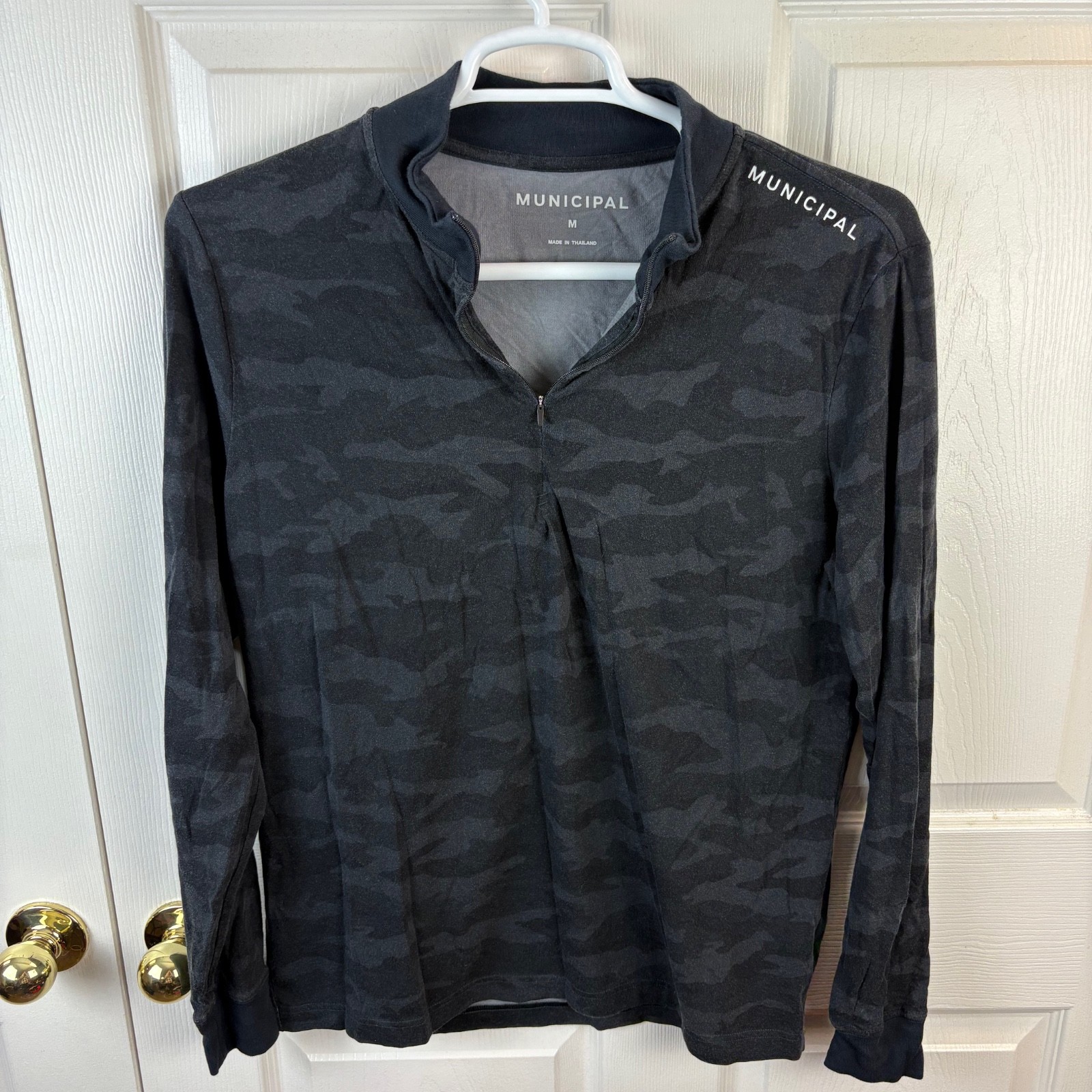 Men's Municipal Utility Sport 1/4 Zip Pullover Camo Medium M Gray Long Sleeve gallery
