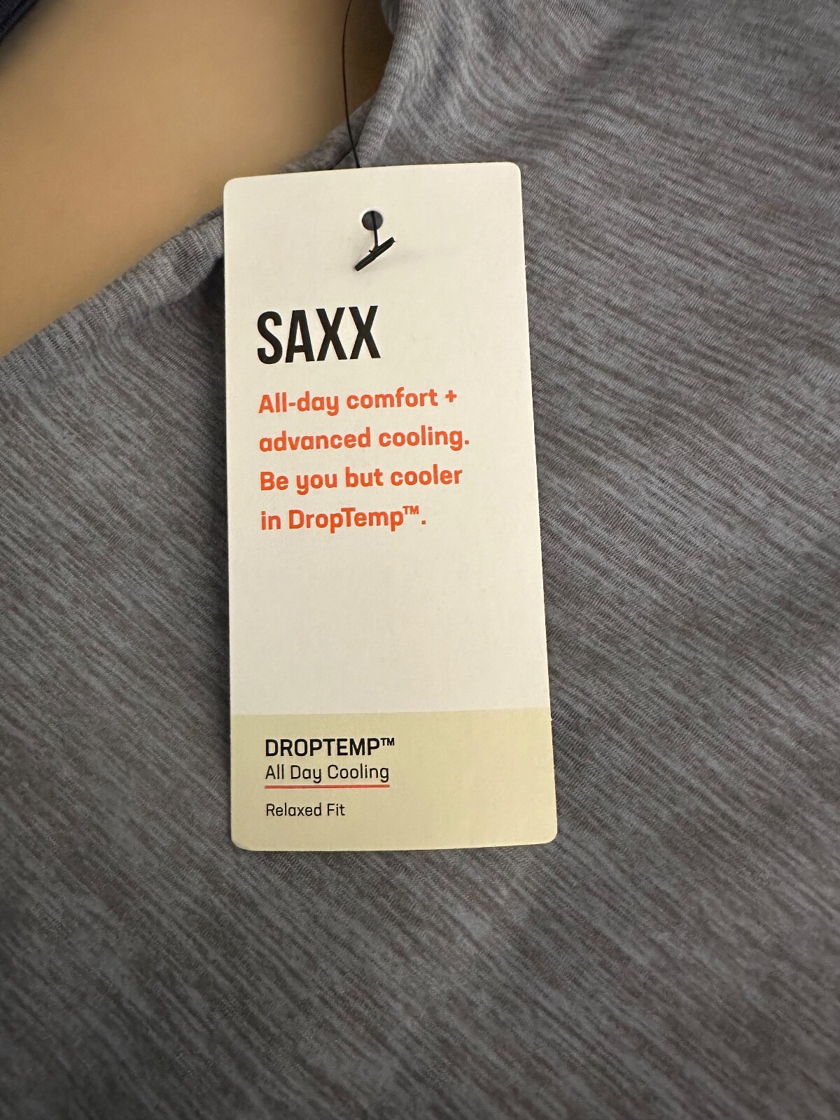 Saxx Men's Droptemp Short Sleeve Tee Shirt Shark Heather Size Small NEW with Tag gallery