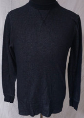 Hanes Mens Large 42-44 Black Cross Stitch Rib Knit Cuffs Collar Thermal Shirt