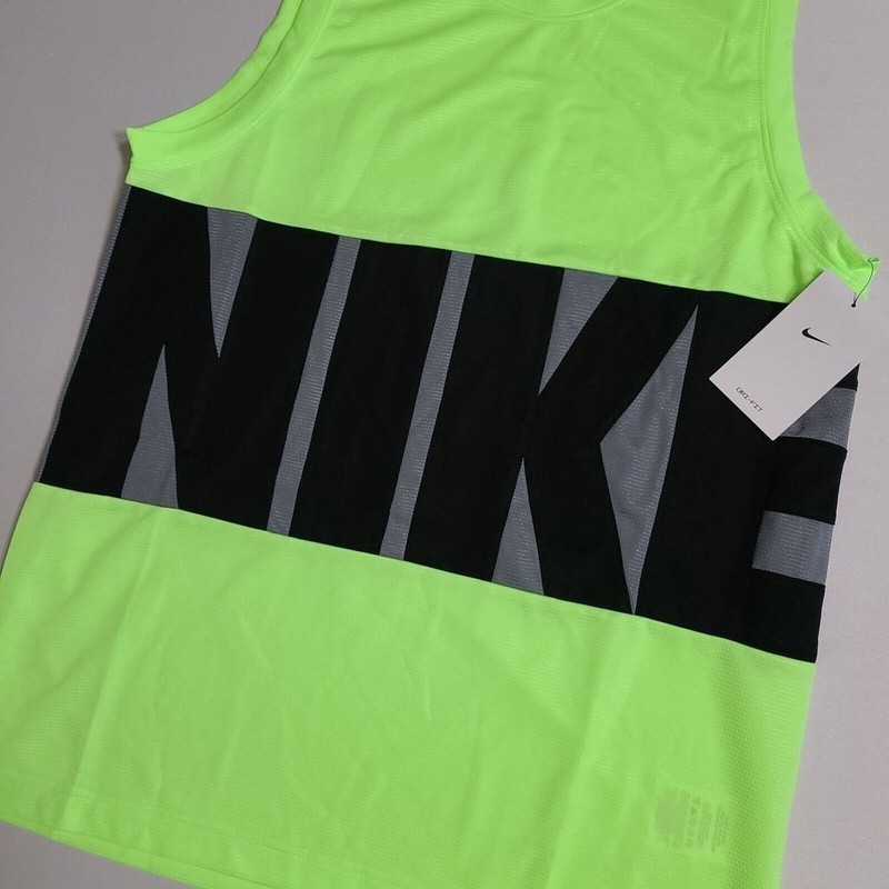 Nike Retro Basketball Tank Mens Small Lime Green Grey Black Dri-fit NEW gallery