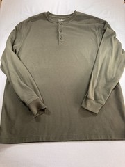 L.L.Bean Mens XL Olive Green Henley Long Sleeve Shirt Traditional Fit