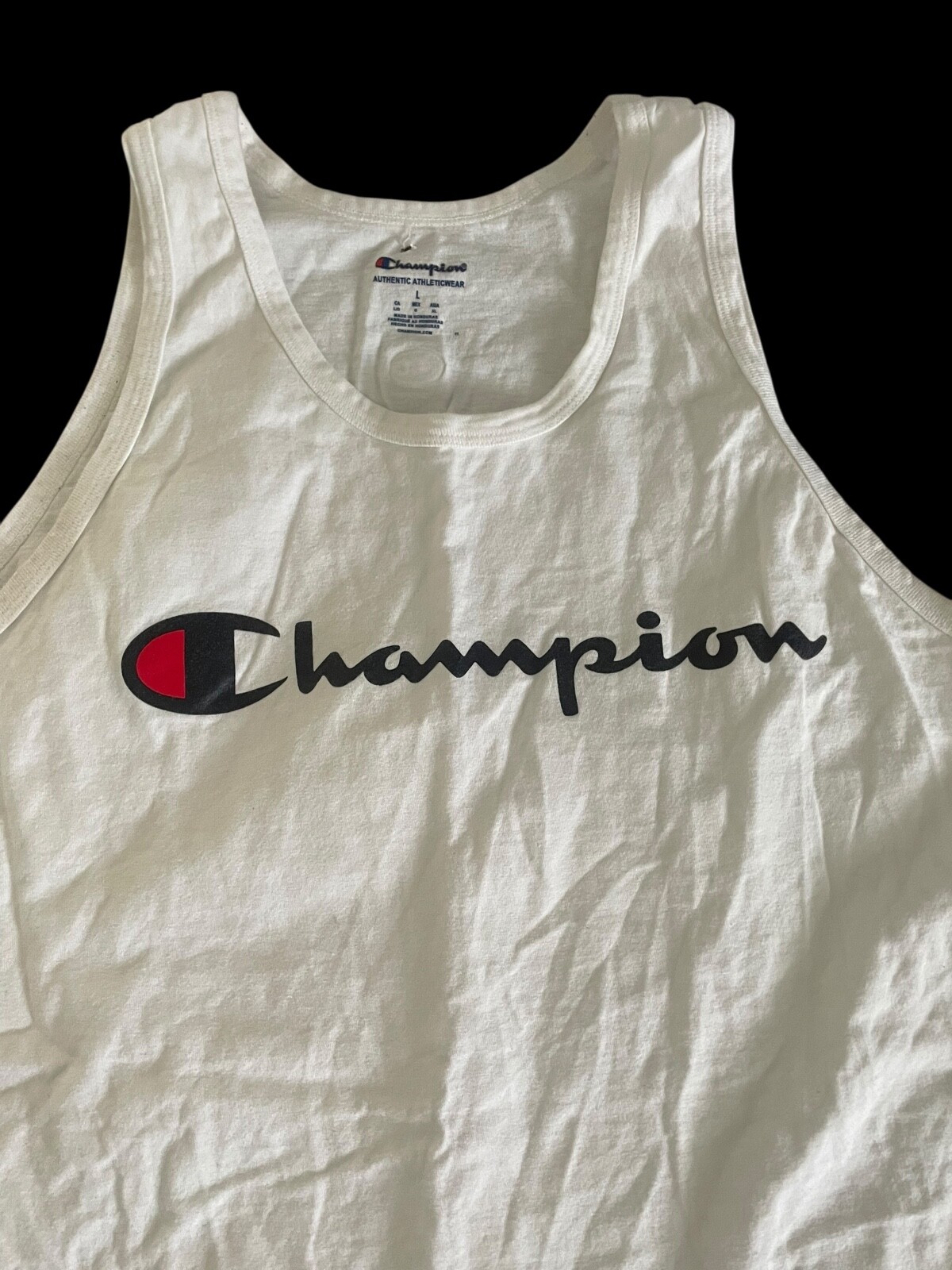 Champion Men's Classic Screen Print Script Jersey Tank White Size Large gallery