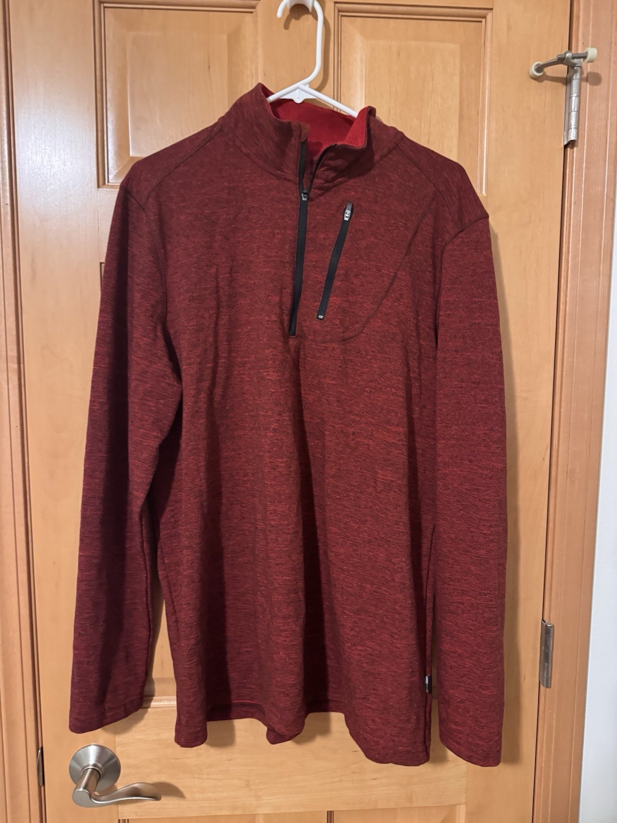 Swiss+Tech Men's Red 1/4 Zip Pullover Long Sleeve Mock Neck Top Size XL gallery