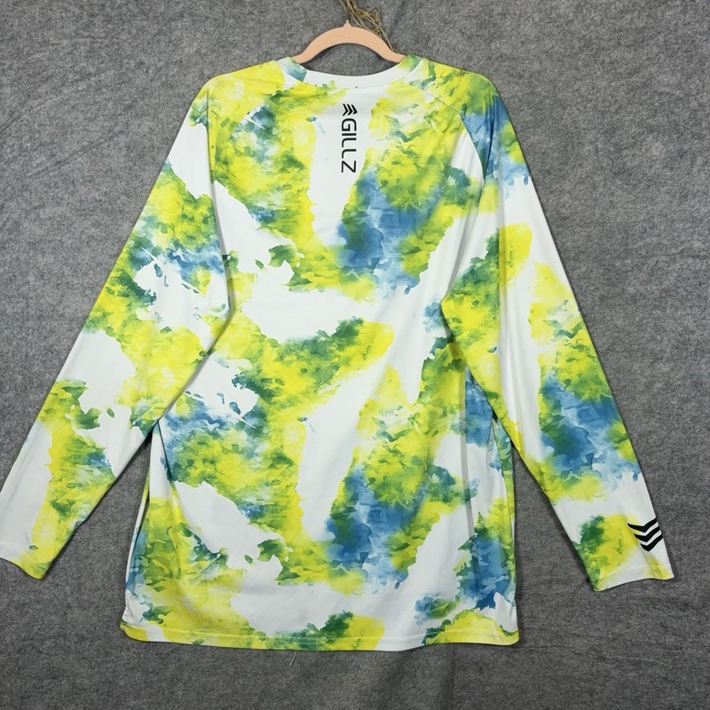 GILLZ Fishing Shirt Mens XL Blue Yellow Tie Dye Performance Lightweight Logo gallery