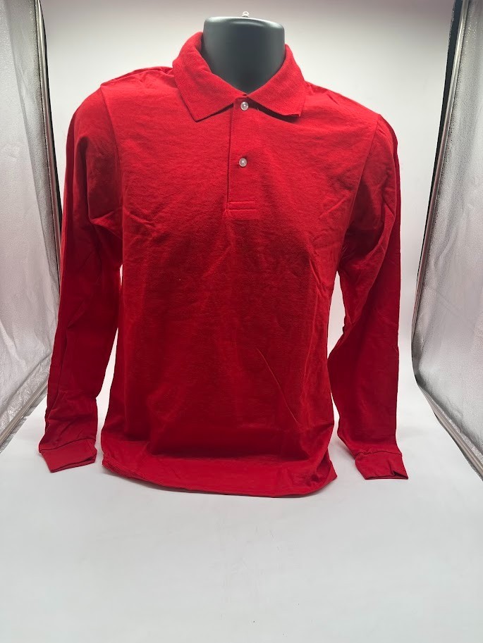 Jerzees Mens Spotshield Long Sleeve Jersey Polo Shirt 437ML True Red Size Small gallery