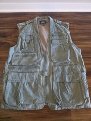 Vintage 90’S Distressed Woolrich Fishing Zip Vest XL EUC