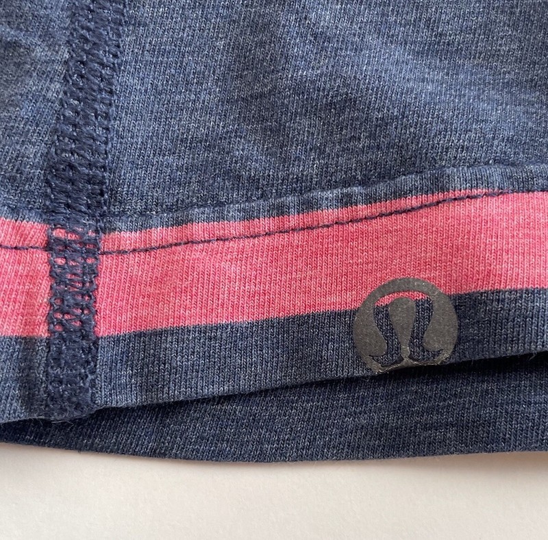 Lululemon 5 Year Basic Tee Shirt Navy Blue & Red Striped Men's Sz XXL gallery