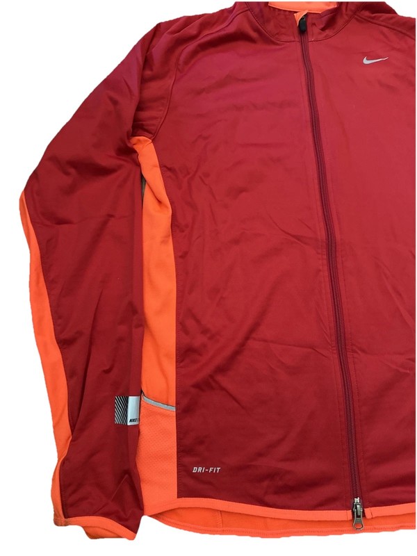 Nike Running Jacket Mens Medium Dri Fit Zip Up Long Sleeve Reflective Red M gallery