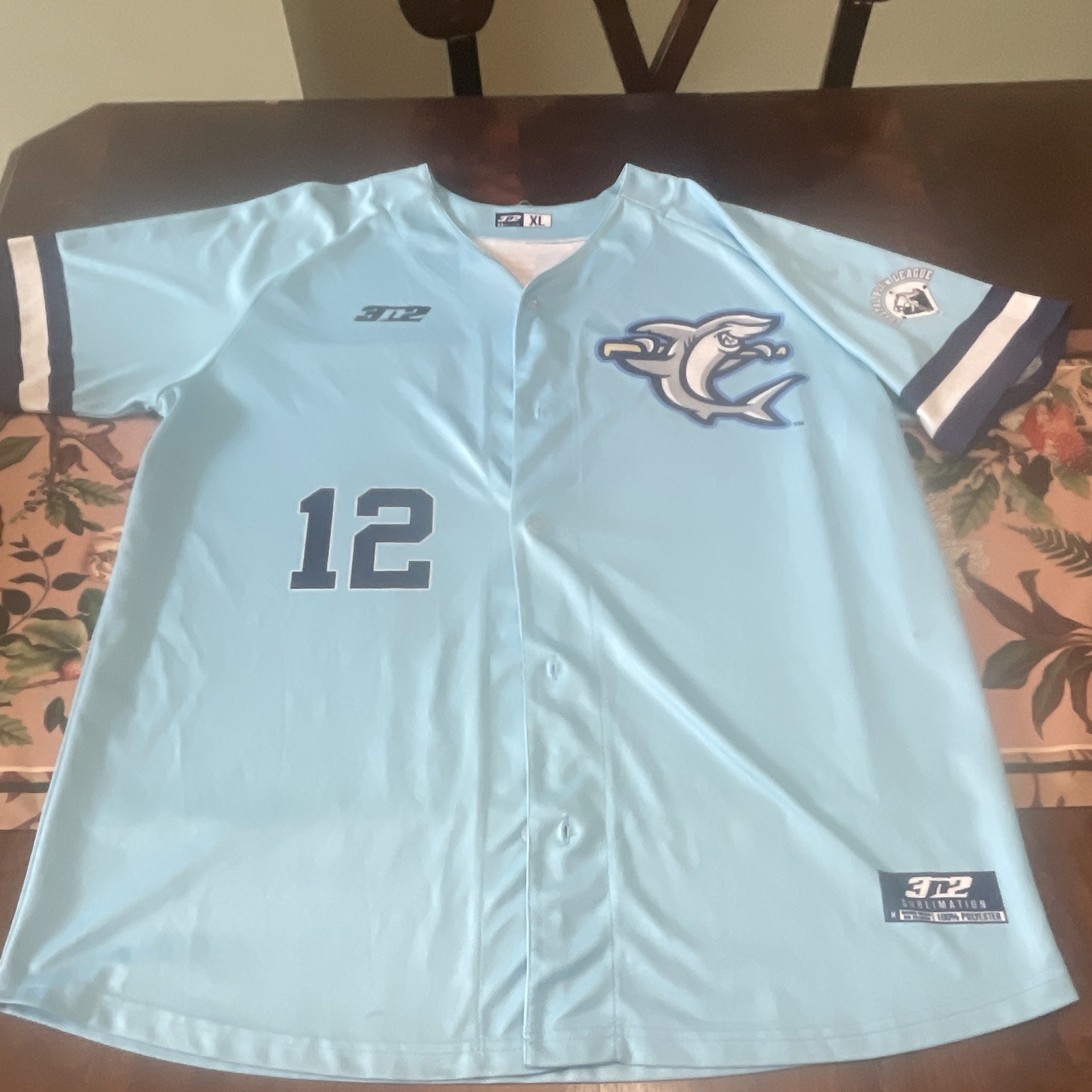 Wilmington Sharks XL Game Worn Baseball Jersey #12 Great Condition Button Front gallery
