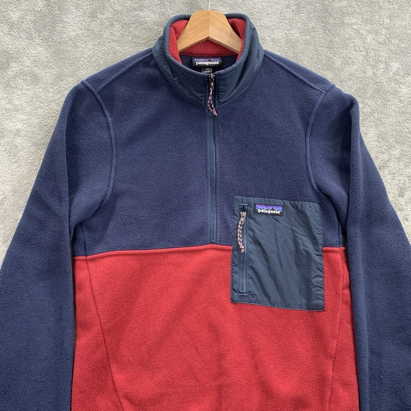 Patagonia Microdini 1/2 Zip Fleece Pullover Mens XXS Red Blue Outdoor Gorpcore gallery