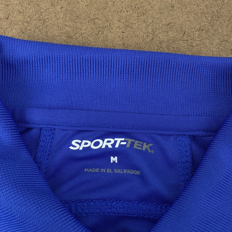 Sport-Tek Men's Size Medium Blue White Blank Dry Zone Raglan Athletic Polo T476 gallery