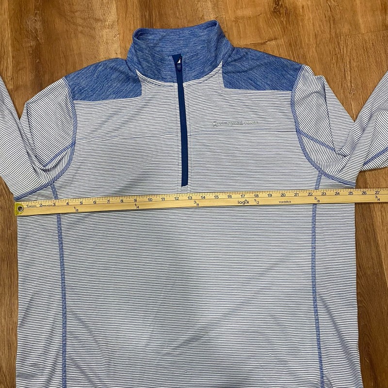 Vineyard Vines 1/4 Zip Pullover Performance Mens XL Aqua Blue White Stripe gallery