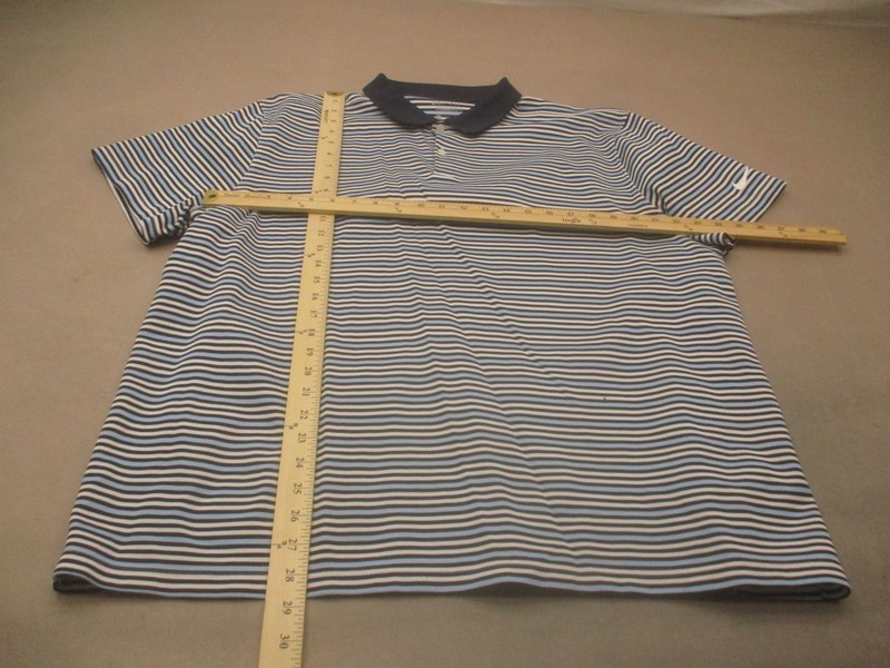 Nike Size XL Mens Multicolor Striped Collared Buttons Short Sleeve Logo Polo 896 gallery
