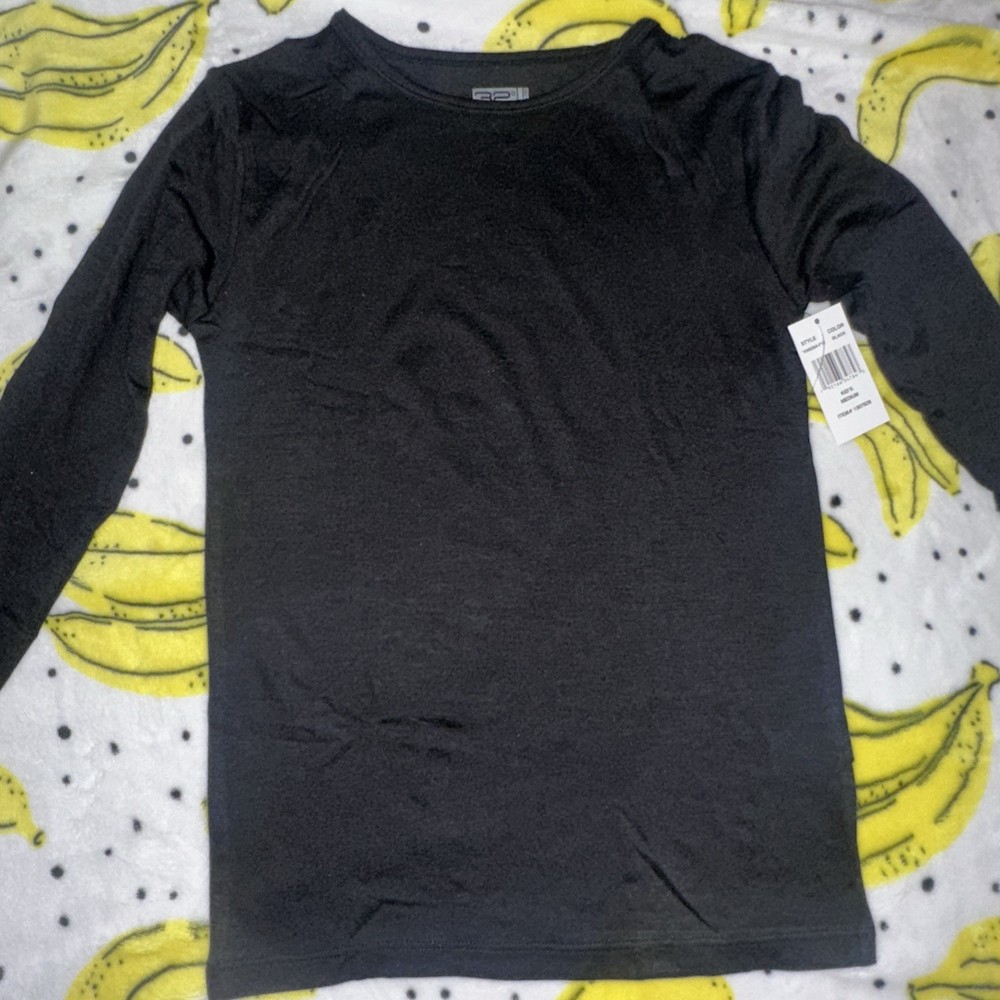 32 Degrees Heat Shirt Base Layer Mesh Active Black Long Sleeve Kids Sz Medium