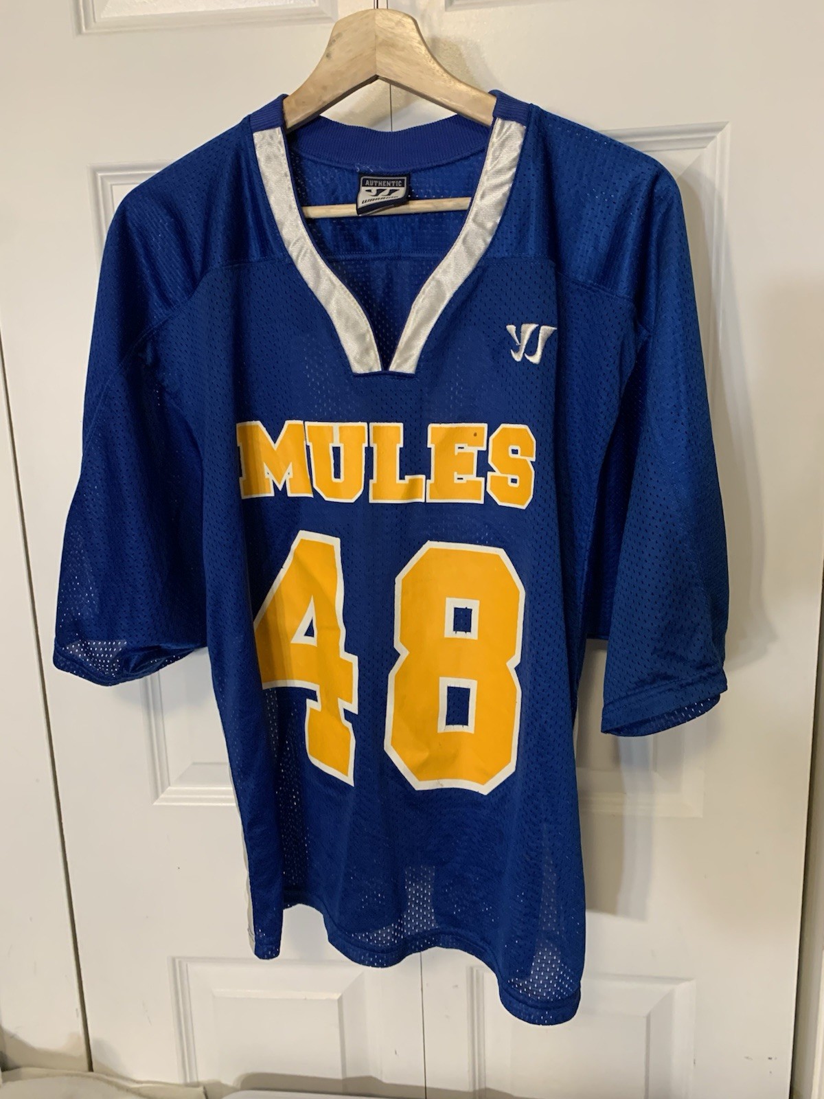 Warrior Football Jersey High School Mens Sz L Jersey Heights Blue Mules gallery