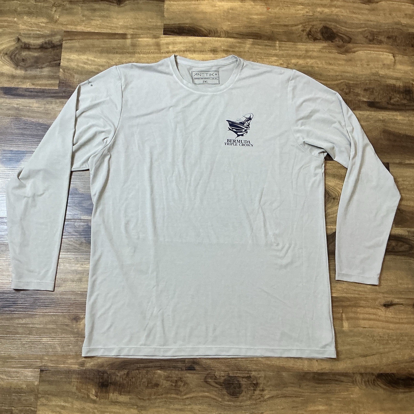 Anetik Premium Performance Sun Shirt Mens 2XL Beige L/S Graphic UPF 30+ gallery